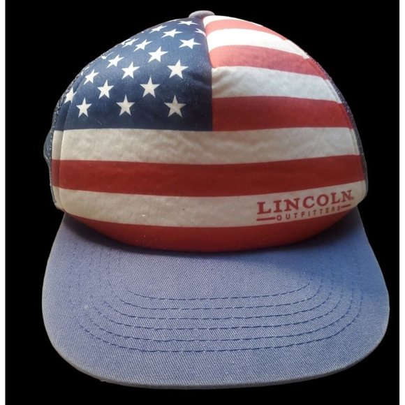 Lincoln Outfitters American Flag Baseball Trucker Cap Mesh Back Adjustable Strap - Picture 2 of 6